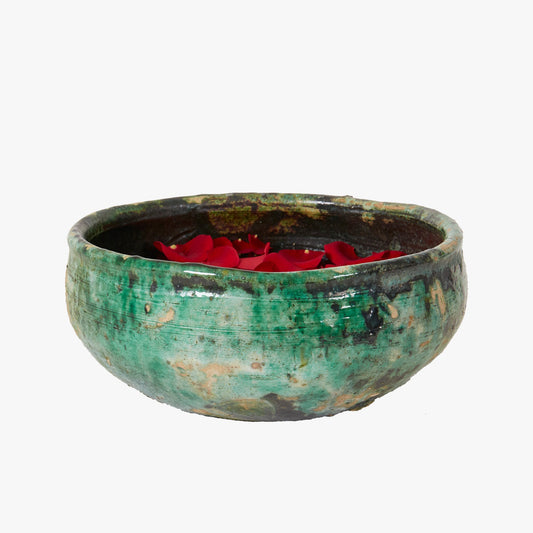 Moroccan Tamegroute Flower Green Bowl