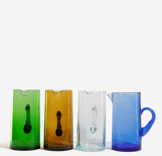 Set of 6 Traditional Moroccan Hand-Blown Glasses pitcher