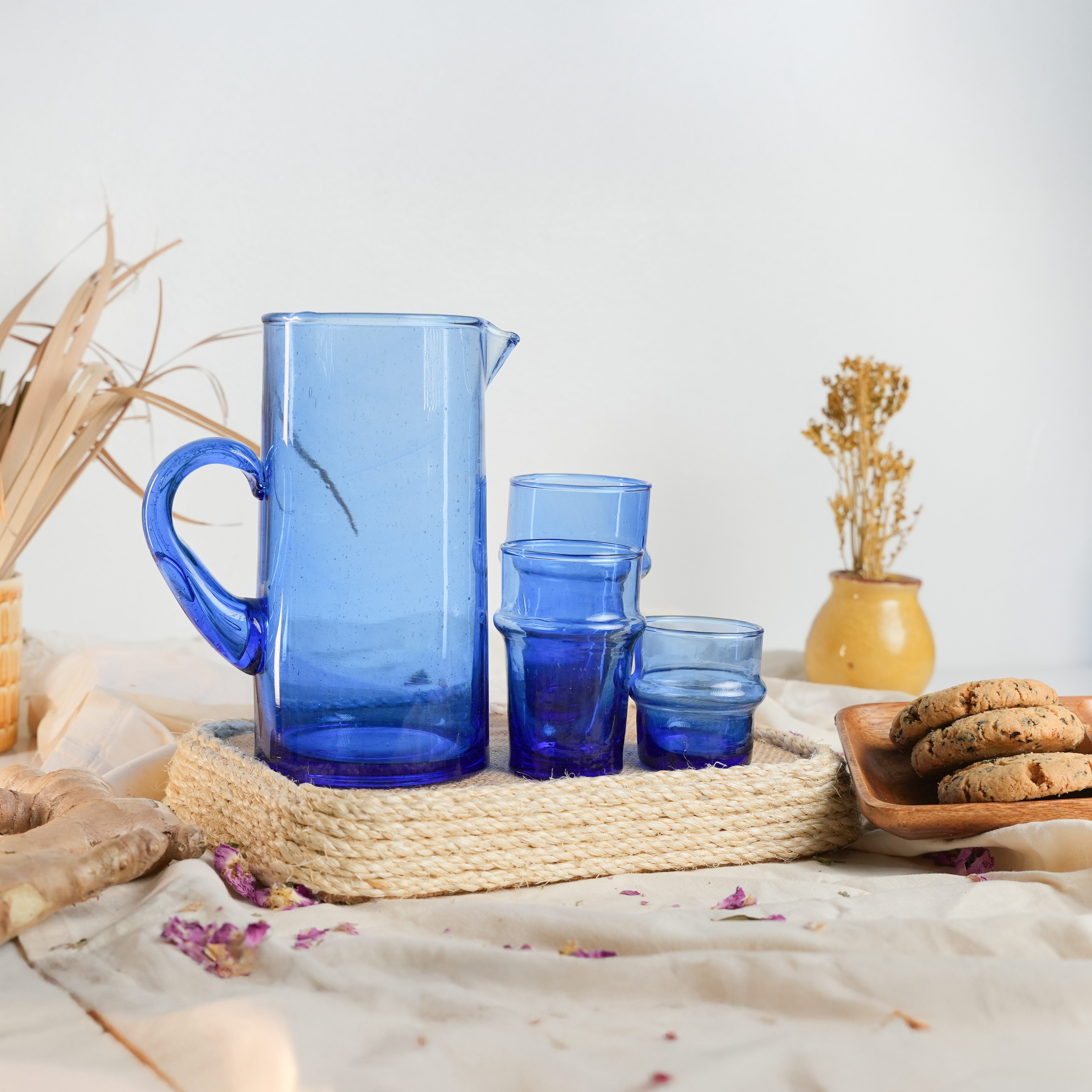Set of 6 Traditional Moroccan Hand-Blown Glasses