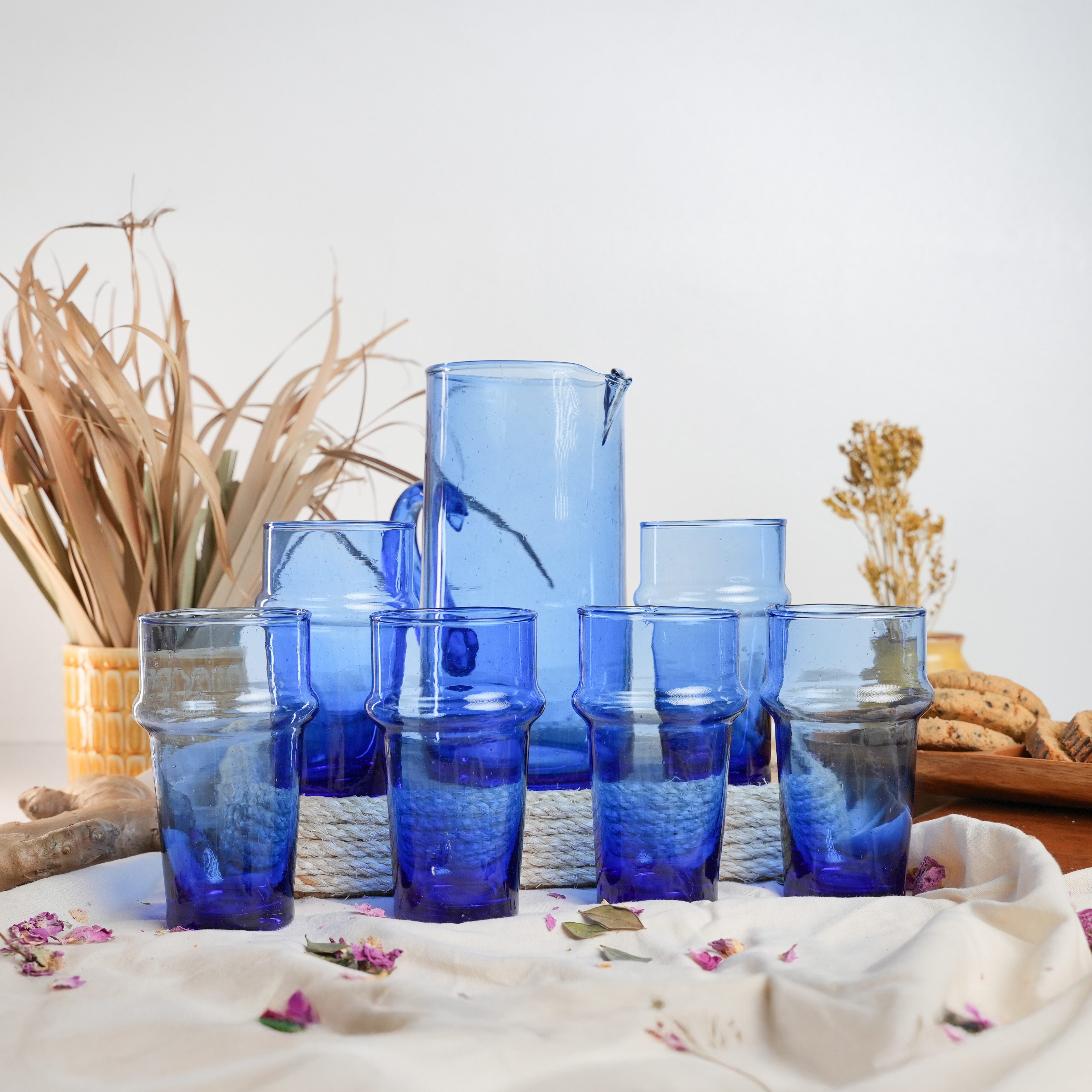 Set of 6 Traditional Moroccan Hand-Blown Glasses