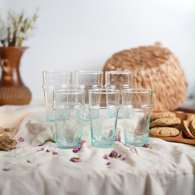 Handmade Recycled Glass Tumbler Set – Colorful Artisan Drinking Glasses