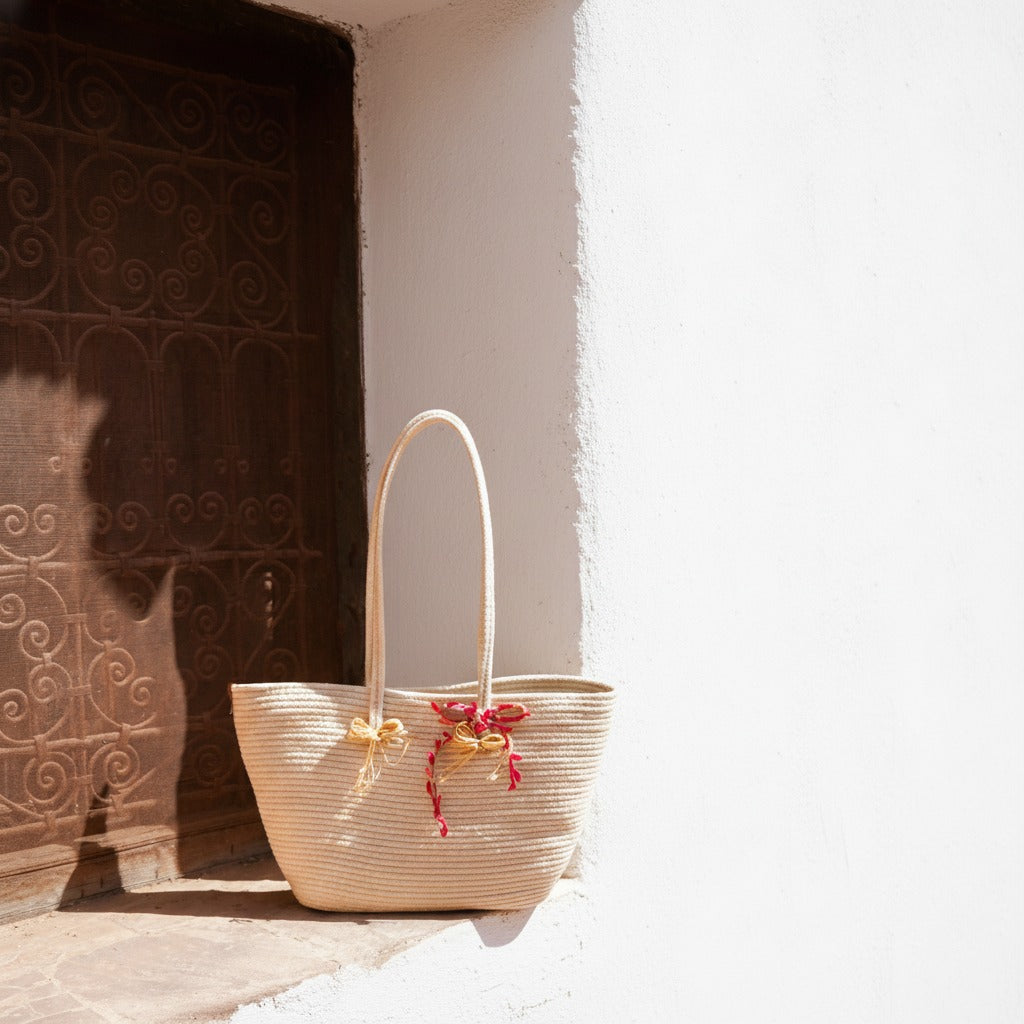 Sac Cabas Tressé Élégance Naturelle – Léger & Chic pour l'Été