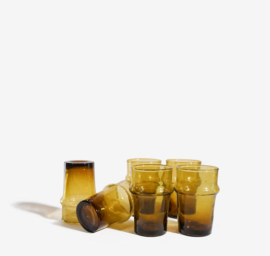 Set of 6 Traditional Moroccan Hand-Blown Glasses