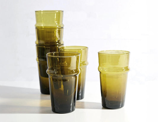 Set of 6 Traditional Moroccan Hand-Blown Glasses
